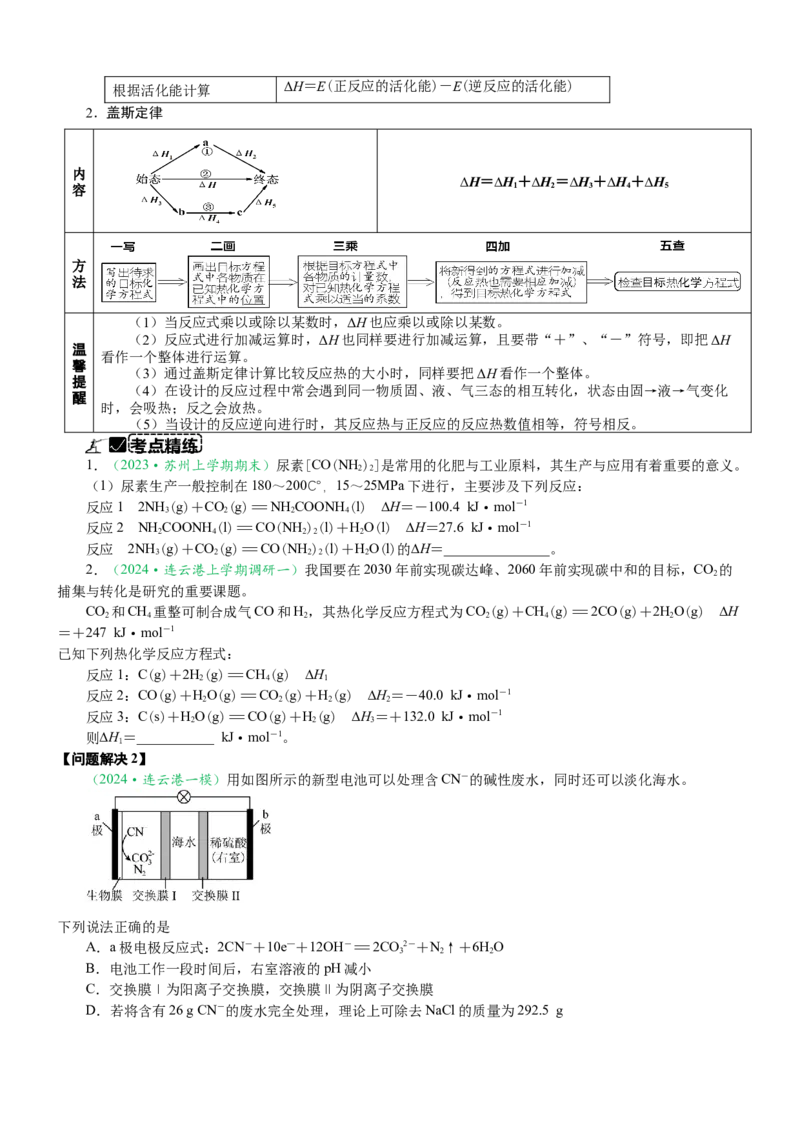 微专题突破07焓变与电化学（学案）（学生版）_05高考化学_2025年新高考资料_二轮复习_01高考语文等多个文件_2025年高考化学二轮复习重点微专题突破学案（新高考专用）