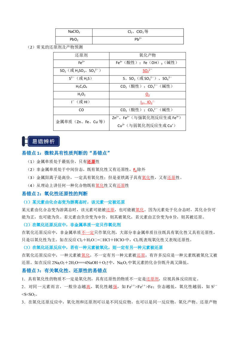 知识清单03氧化还原反应（解析版）_05高考化学_新高考复习资料_2025年新高考资料_上好课2025年高考化学一轮复习知识清单3246985