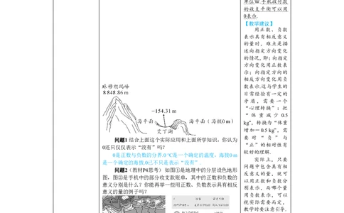 素养目标1.1正数和负数教案（表格式）2024-2025学年人教版数学上册_初中数学人教版_7上-初中数学人教版_7上-初中数学人教版（新版）_04教案_素养目标七年级上册教案（表格式）