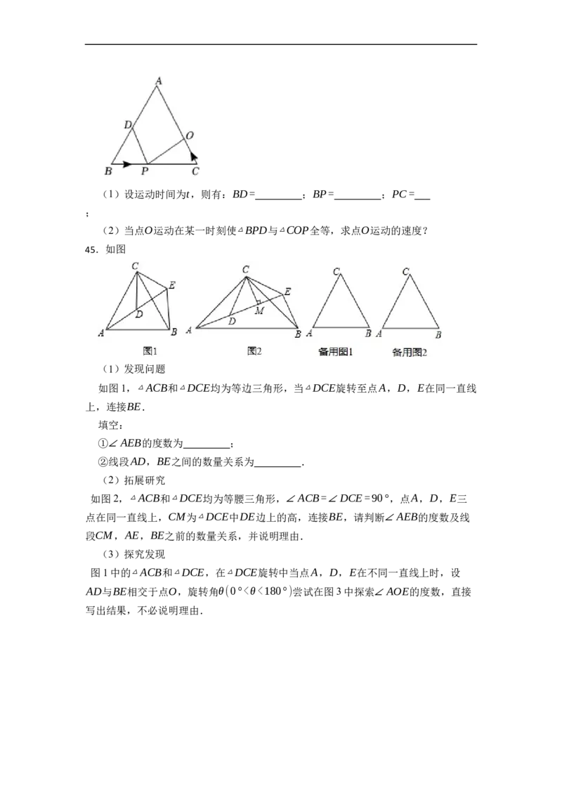 期中期末考前基础练练练-全等三角形（45题）-重要笔记2022-2023学年八年级数学上册重要考点精讲精练(人教版)（原卷版）_初中数学人教版_8上-初中数学人教版_旧版_07专项讲练