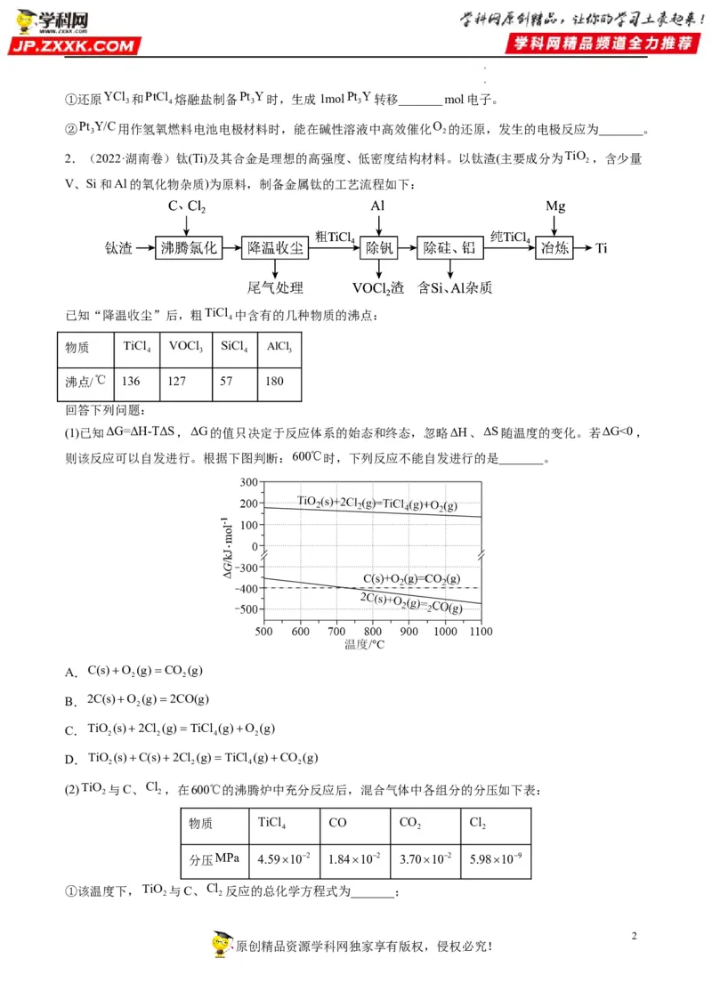 大题突破01工艺流程综合题中的几种常见命题热点（原卷版）_05高考化学_新高考复习资料_2023年新高考资料_专项复习_2023年高考化学热点&middot;重点&middot;难点专练（新高考专用）_613