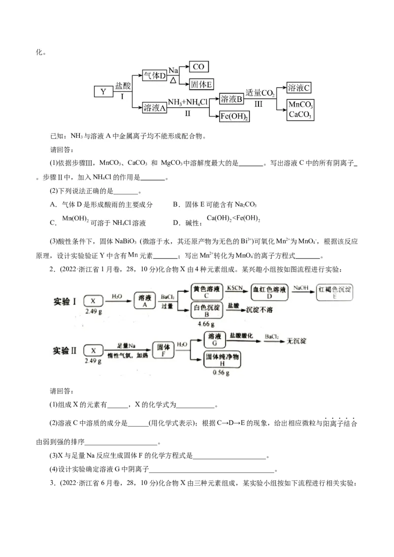 热点专项陌生元素及其化合物性质探究分析（原卷版）_05高考化学_2025年新高考资料_二轮复习_上好课2025年高考化学二轮复习讲练测（新高考通用）3379109_主题二元素及其化合物