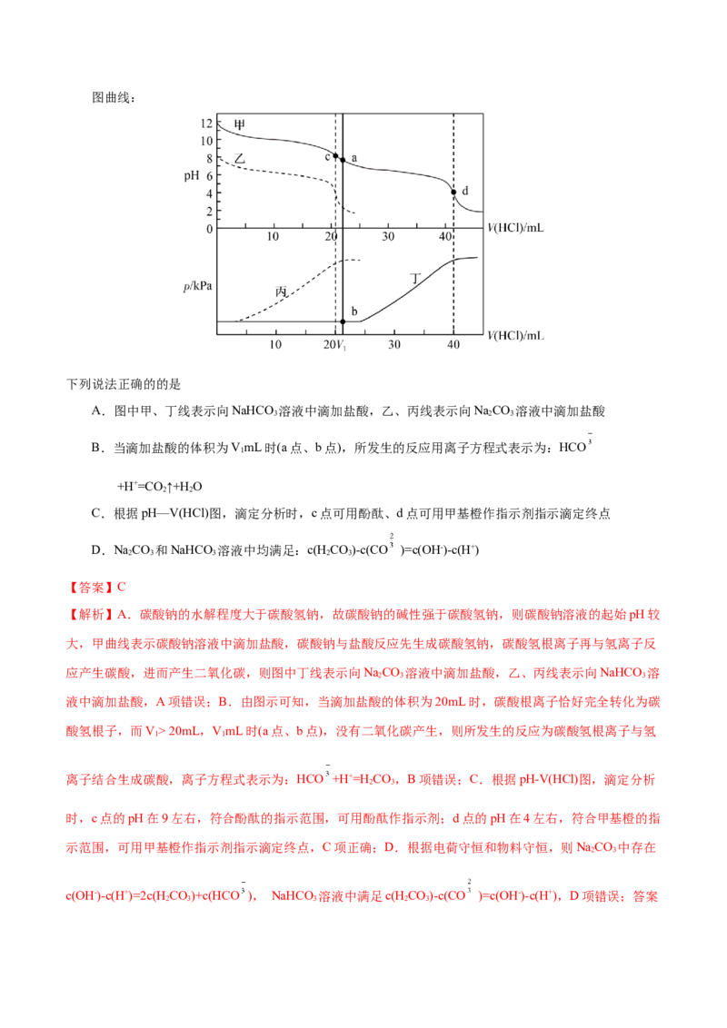 专题十三水的电离与溶液的pH（专讲）-冲刺2023年高考化学二轮复习核心考点逐项突破（解析版）_05高考化学_新高考复习资料_2023年新高考资料_二轮复习