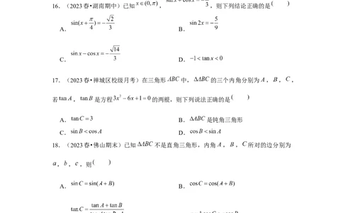跟踪训练03两角和与差的正弦、余弦和正切公式（原卷版）_2.2025数学总复习_2024年新高考资料_3.2024专项复习_第四章三角函数
