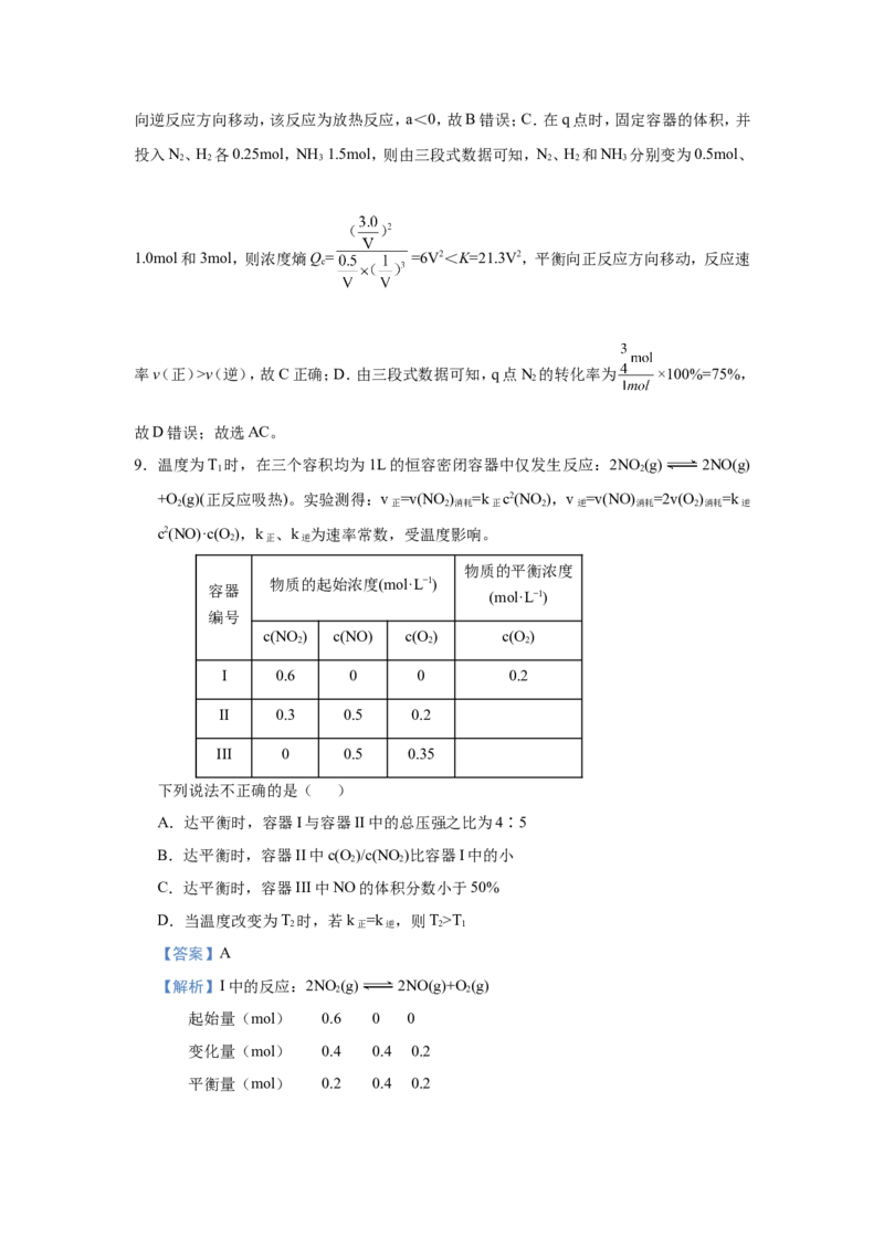 原创（新高考）2021届小题必练12化学平衡移动教师版_05高考化学_新高考复习资料_2021新高考资料_2021届（新高考）高考化学小题必练