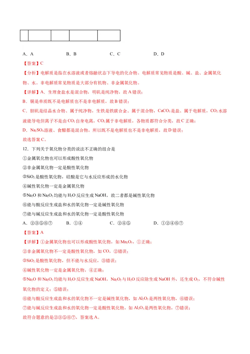 专题突破卷02&nbsp;化学物质及其变化-2024年高考化学一轮复习考点通关卷（新教材新高考）（解析版）_05高考化学_2024年新高考资料_1.2024一轮复习