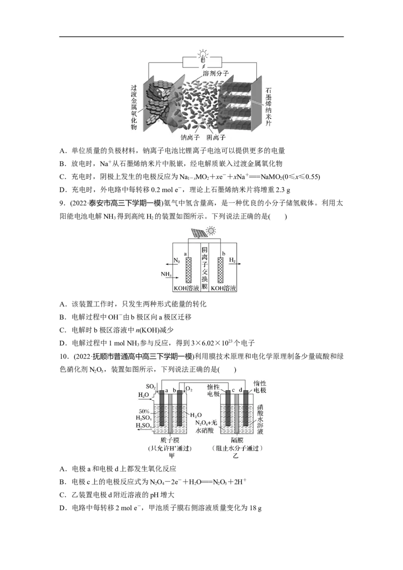 二轮专题强化练　专题11新型电池和电解原理的应用_05高考化学_通用版（老高考）复习资料_2023年复习资料_二轮复习_2023年高考化学二轮复习讲义+课件（全国版）_学生版_二轮专题强化练