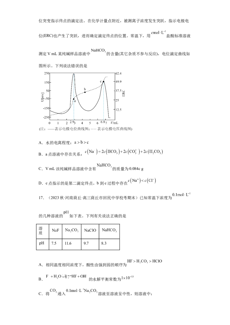 专题十五盐类的水解（专练）-冲刺2023年高考化学二轮复习核心考点逐项突破（原卷版）_05高考化学_新高考复习资料_2023年新高考资料_二轮复习