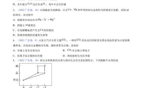 押广东卷第9-10题&nbsp;原电池、电解池的基本工作原理&nbsp;&nbsp;价类二维图（原卷版）_05高考化学_2024年新高考资料_5.2024三轮冲刺_备战2024年高考化学临考题号押题（广东卷）323301515