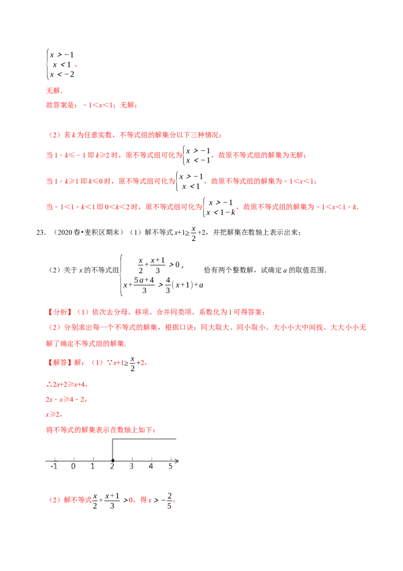 专题9.4含参数的不等式解集问题专项提升训练（重难点培优）-拔尖特训2023培优（解析版）人教版_初中数学人教版_7下-初中数学人教版_7下-初中数学人教版（旧版）赠送
