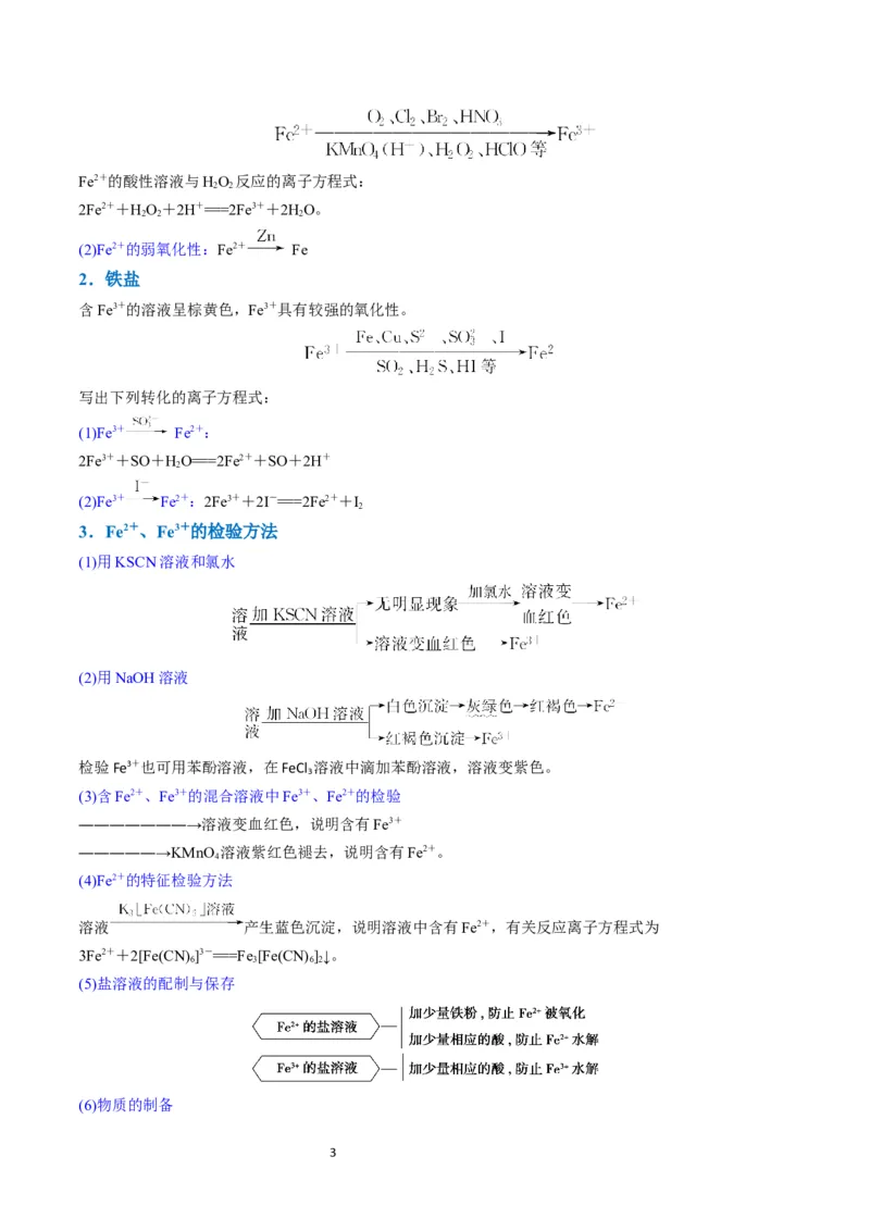 升级版微专题13亚铁离子、三价铁离子的性质及检验（原卷版）(全国版)_05高考化学_新高考复习资料_2024年新高考资料_一轮复习资料_备战2024年高考化学一轮复习考点微专题