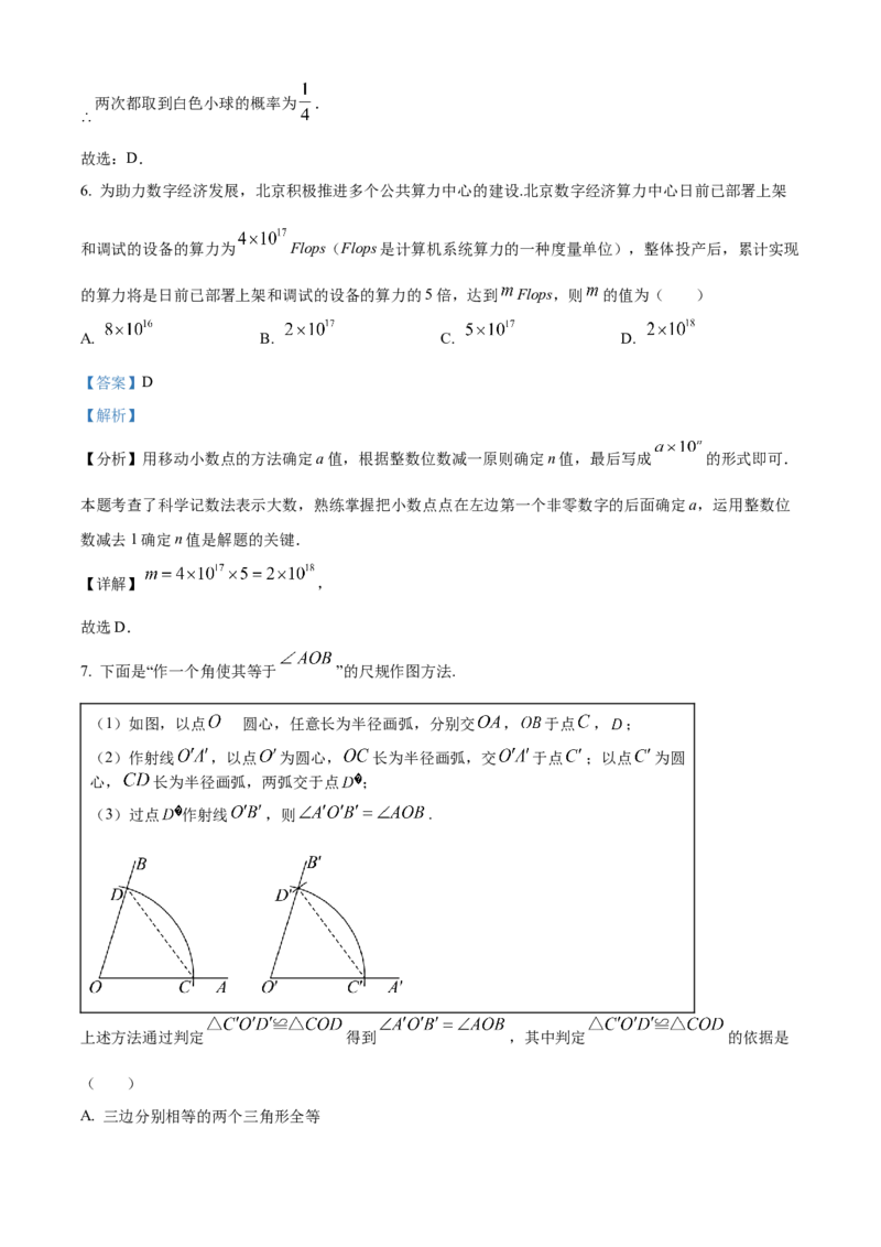精品解析：2024年北京市中考数学试题（解析版）_new_初中数学人教版_9下-初中数学人教版_09中考真题_2024中考数学真题