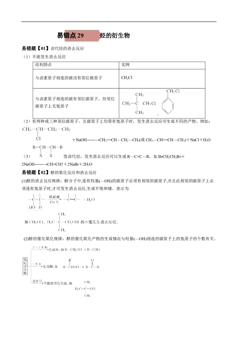 易错点29烃的衍生物-备战2023年高考化学考试易错题（解析版）_05高考化学_通用版（老高考）复习资料_2023年复习资料_专项复习_备战2023年高考化学考试易错题（全国通用）