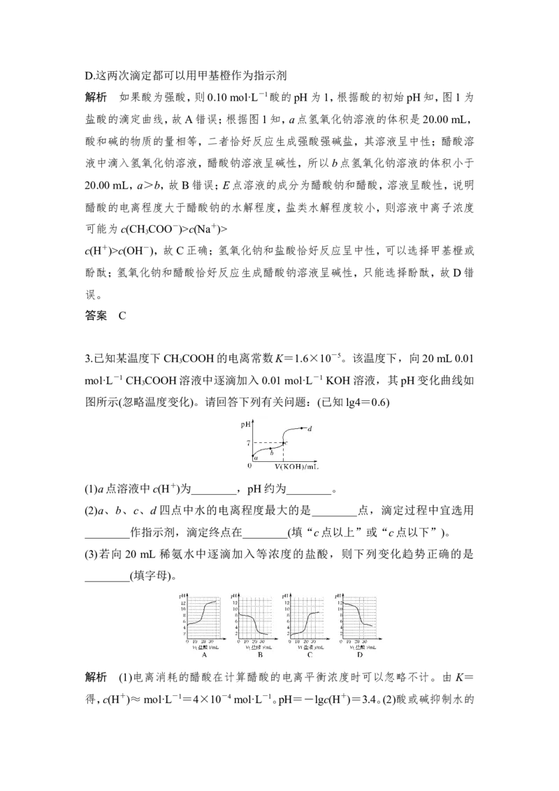 核心素养提升28酸碱滴定曲线分析与应用_05高考化学_新高考复习资料_2022年新高考资料_2022年一轮复习各版本_1.高考化学2022年一轮复习通用版_配套习题库
