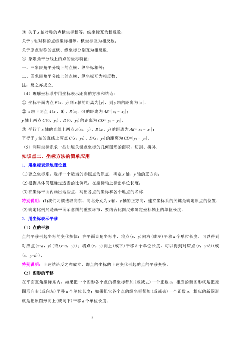 第九章平面直角坐标系（单元复习6个知识点+9类题型突破）（解析版）_初中数学人教版_7下-初中数学人教版_7下-初中数学人教版（2025春季新版）持续更新_05习题试卷_单元知识点+测试