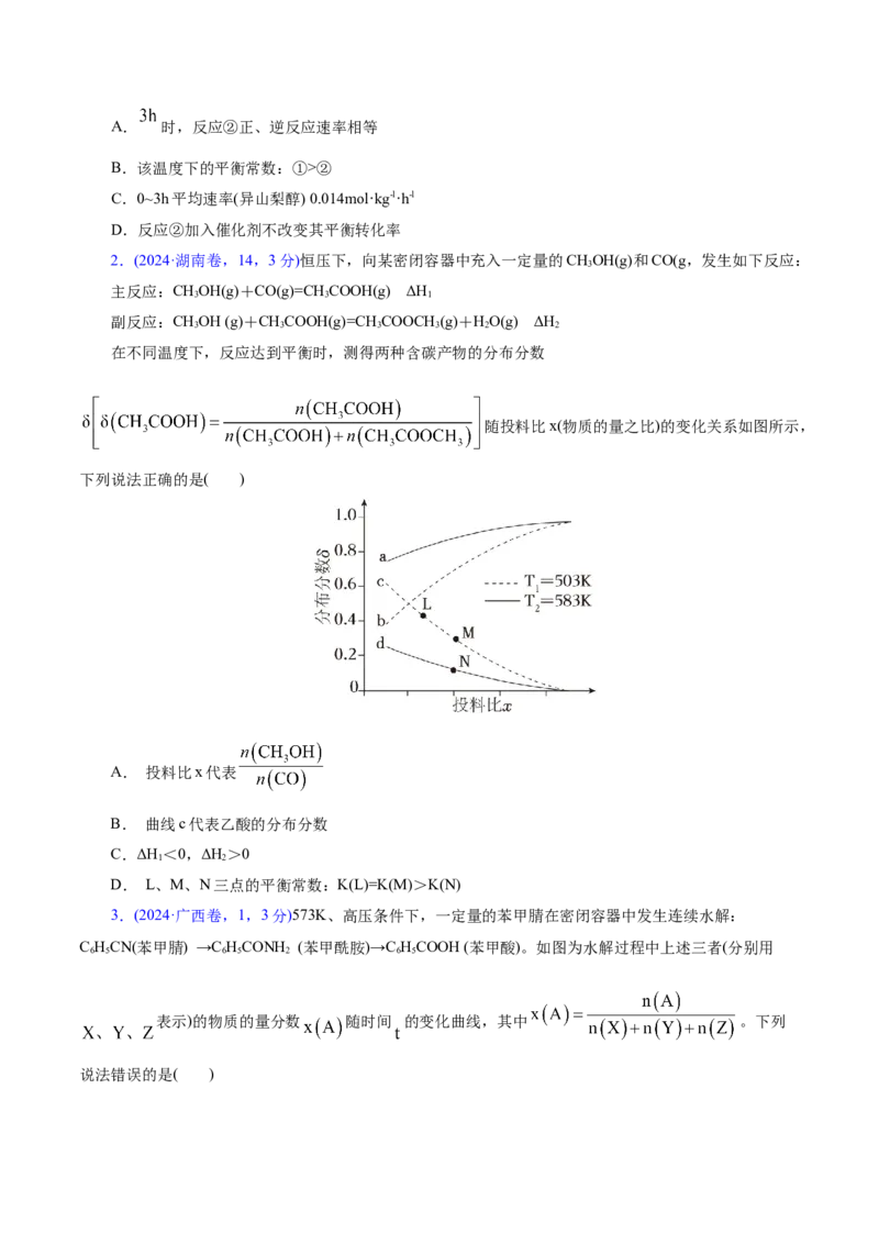 热点专项化学反应速率和化学平衡的图像（原卷版）_05高考化学_2025年新高考资料_二轮复习_上好课2025年高考化学二轮复习讲练测（新高考通用）3379109_主题三化学反应原理