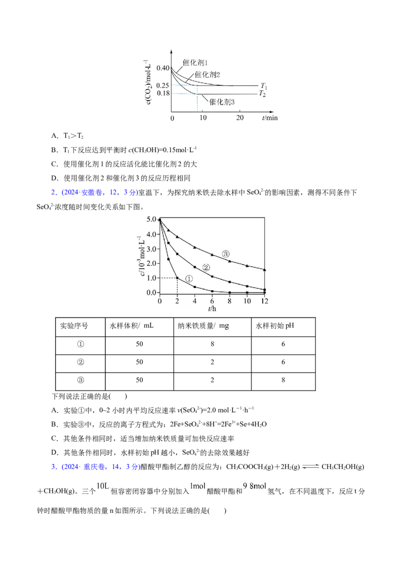 热点专项化学反应速率和化学平衡的图像（原卷版）_05高考化学_2025年新高考资料_二轮复习_上好课2025年高考化学二轮复习讲练测（新高考通用）3379109_主题三化学反应原理