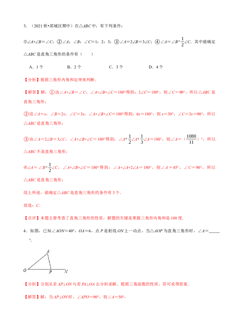必考点02与三角形有关的角-题型&middot;技巧培优系列2022-2023学年八年级数学上册精选专题（人教版）（解析版）_初中数学人教版_8上-初中数学人教版_旧版_07专项讲练
