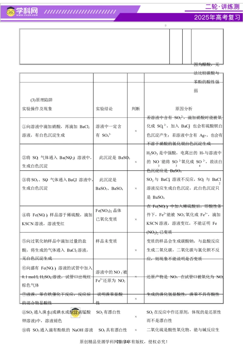 热点专项表格实验汇总分析（原卷版）_05高考化学_2025年新高考资料_二轮复习_上好课2025年高考化学二轮复习讲练测（新高考通用）3379109_主题七化学实验