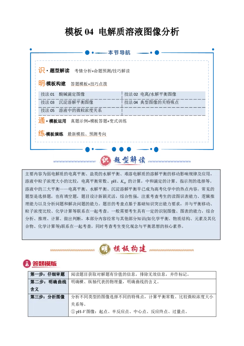模板04电解质溶液图像分析(原卷版)_05高考化学_2025年新高考资料_二轮复习_2025年高考化学答题技巧与模板构建338868722_第一部分选择题突破
