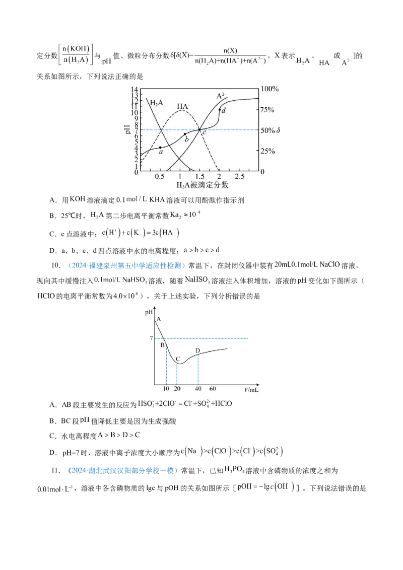 模板04电解质溶液图像分析(原卷版)_05高考化学_2025年新高考资料_二轮复习_2025年高考化学答题技巧与模板构建338868722_第一部分选择题突破