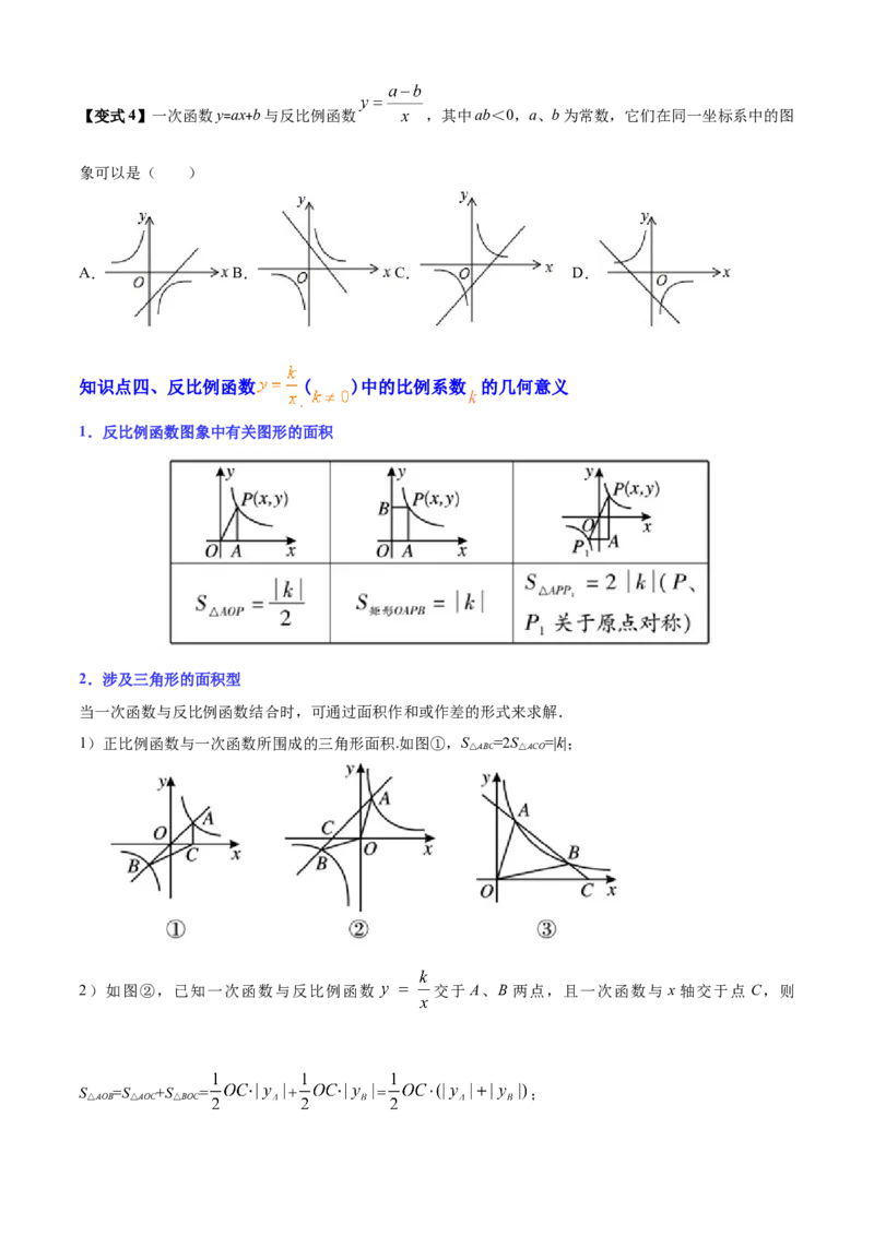 清单06反比例函数（6大考点梳理+题型解读+核心素养提升+中考聚焦）（原卷版）_初中数学人教版_9上-初中数学人教版_06习题试卷_7期中期末复习专题