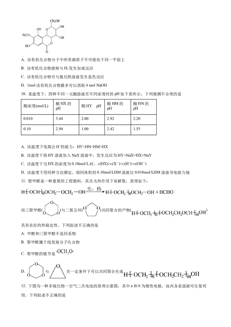 北京市通州区2022-2023学年高三上学期期末摸底考试化学试题（原卷版）_05高考化学_高考模拟题_新高考_2023届北京市通州区高三上学期期末考试化学