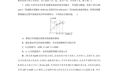 专题突破(八)突破酸碱中和图像中的五个关键点（作业）_05高考化学_新高考复习资料_2022年新高考资料_2022届一轮复习讲练结合_第八章水溶液中的离子平衡