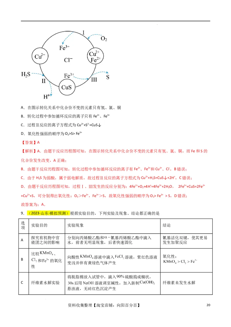 升级版微专题08氧化性和还原性强弱的实验探究及应用（解析版）(全国版)_05高考化学_新高考复习资料_2024年新高考资料_一轮复习资料_备战2024年高考化学一轮复习考点微专题