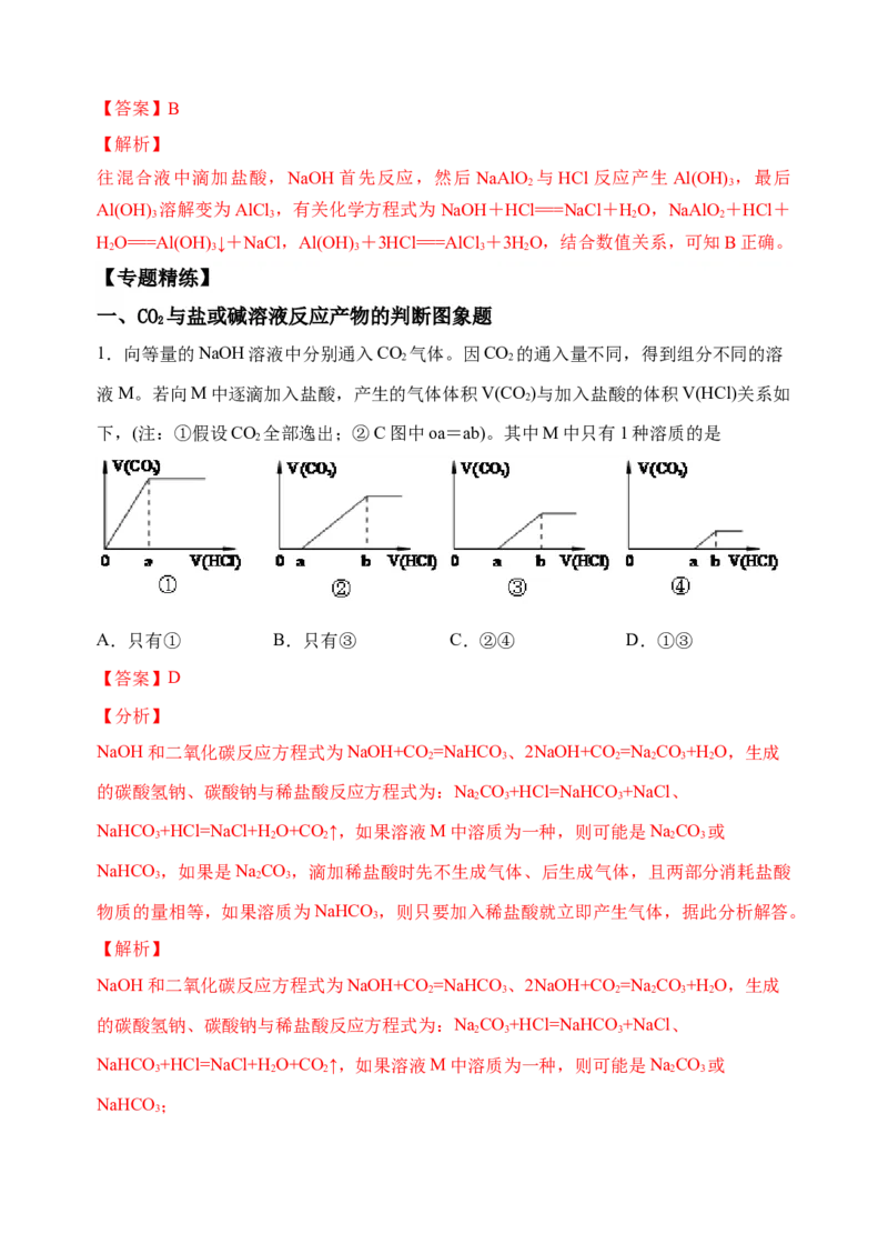 微专题29无机反应图像题及综合应用-备战2022年高考化学考点微专题（解析版）_05高考化学_新高考复习资料_2022年新高考资料_备战2022年高考化学考点微专题