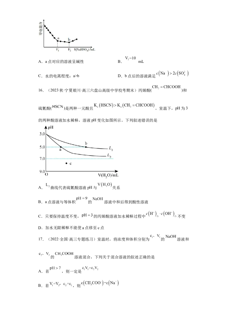 专题十三水的电离和溶液的pH（专练）-冲刺2023年高考化学二轮复习核心考点逐项突破（原卷版）_05高考化学_新高考复习资料_2023年新高考资料_二轮复习