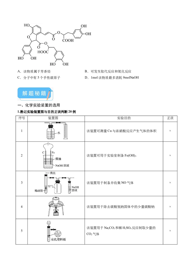 押新高考卷第5-6题实验装置的选用、离子方程式的书写、有机化合物的结构与性质（原卷版）_05高考化学_2024年新高考资料_5.2024三轮冲刺
