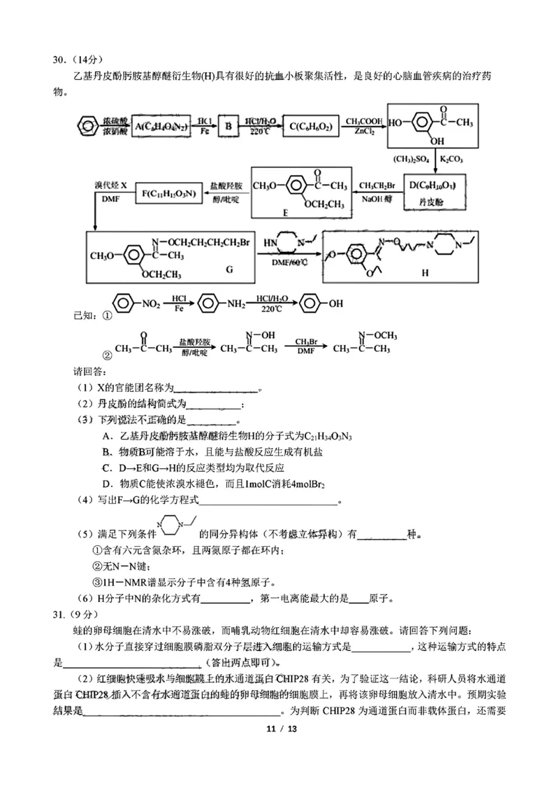 吉林省部分学校2022-2023学年高三上学期联合模拟考试理科综合试题_05高考化学_高考模拟题_全国课标版