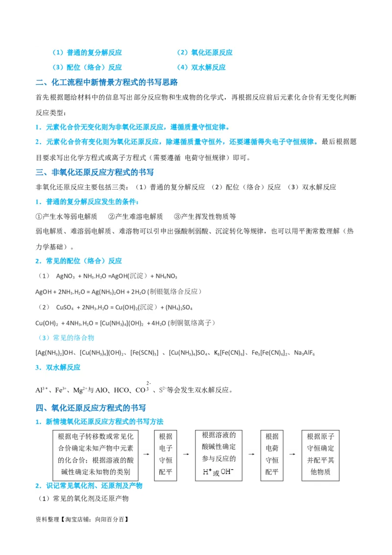 升级版微专题28有关工艺流程和实验探究方程式的书写（解析版）(全国版)_05高考化学_新高考复习资料_2024年新高考资料_一轮复习资料_备战2024年高考化学一轮复习考点微专题