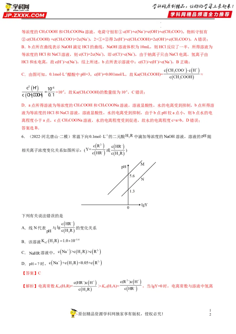 热点07水溶液中的新型曲线分析（解析版）_05高考化学_新高考复习资料_2023年新高考资料_专项复习_2023年高考化学热点&middot;重点&middot;难点专练（新高考专用）_214