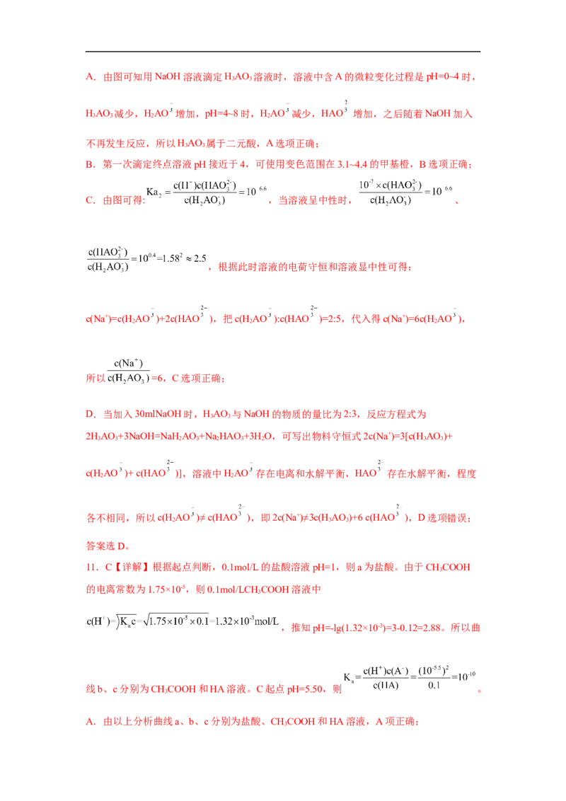 易错点24水的电离平衡-备战2023年高考化学考试易错题（解析版）_05高考化学_通用版（老高考）复习资料_2023年复习资料_专项复习_备战2023年高考化学考试易错题（全国通用）