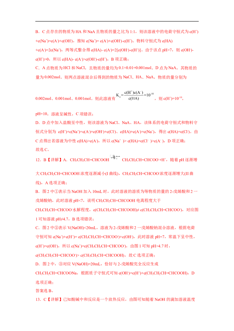 易错点24水的电离平衡-备战2023年高考化学考试易错题（解析版）_05高考化学_通用版（老高考）复习资料_2023年复习资料_专项复习_备战2023年高考化学考试易错题（全国通用）