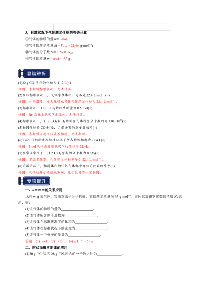 知识清单04物质的量（解析版）_05高考化学_新高考复习资料_2025年新高考资料_上好课2025年高考化学一轮复习知识清单3246985