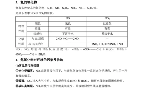 微专题28非金属氧化物的污染与防治-备战2022年高考化学考点微专题（解析版）_05高考化学_新高考复习资料_2022年新高考资料_备战2022年高考化学考点微专题