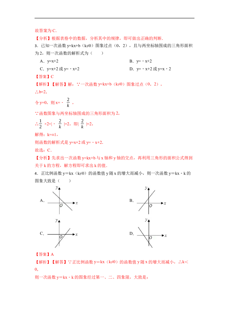 第19章一次函数单元测试卷-重要笔记八年级数学下学期重要考点精讲精练(人教版)（解析版）_初中数学人教版_八年级数学下册_保存转存之后查看(1)_旧版-可参考_06习题试卷_2单元测试