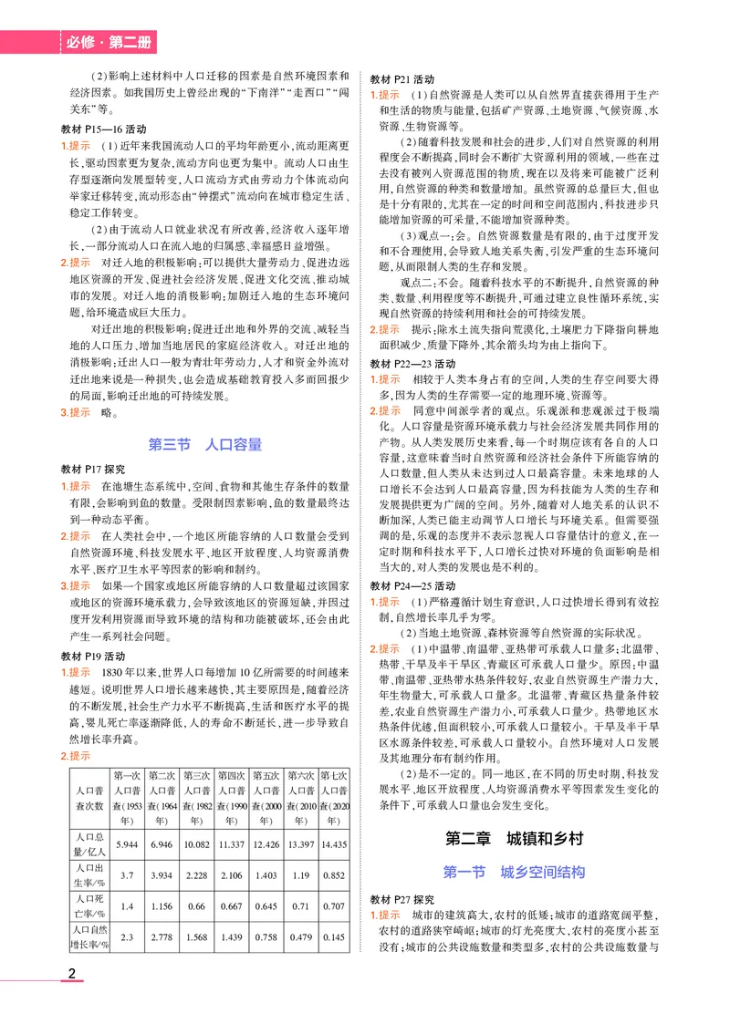 必修第2册湘教地理教材习题答案_高中全套电子教材及答案。_02高中教材参考答案_高中地理_湘教版