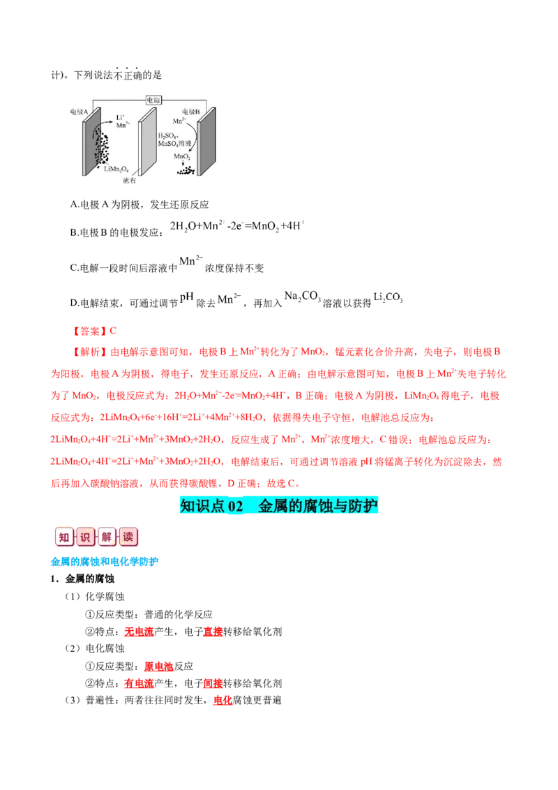 知识清单20+电解池++金属的腐蚀与防护-口袋书2024年高考化学一轮复习知识清单_05高考化学_2024年新高考资料_1.2024一轮复习_2024年高考化学一轮复习知识清单