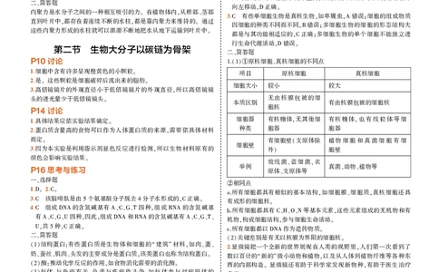 必修1浙科生物教材习题答案_高中全套电子教材及答案。_02高中教材参考答案_高中生物_浙科版