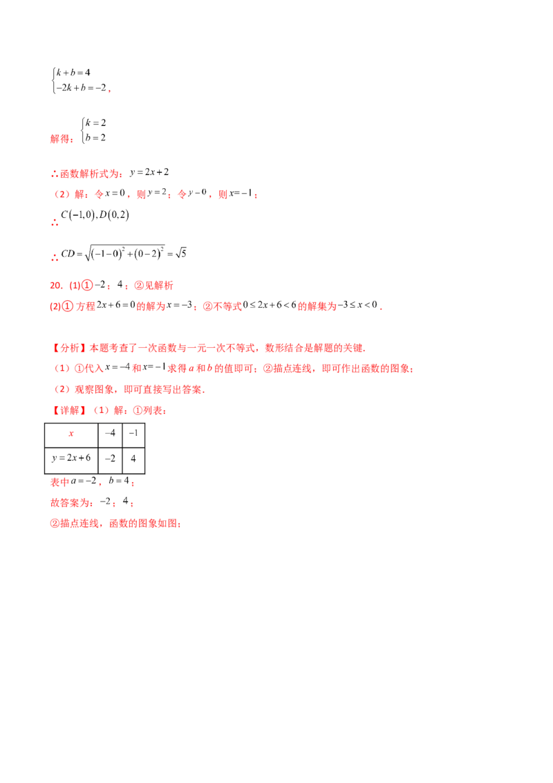 第19章一次函数（单元测试&middot;基础卷）-（人教版）_初中数学_八年级数学下册（人教版）_专题突破练习-V4