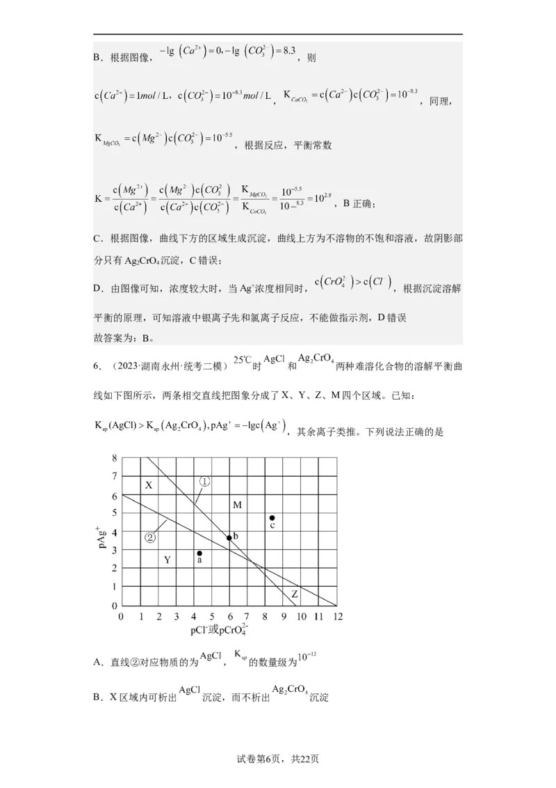 专题十六沉淀溶解平衡（专练）-冲刺2023年高考化学二轮复习核心考点逐项突破（解析版）_05高考化学_新高考复习资料_2023年新高考资料_二轮复习