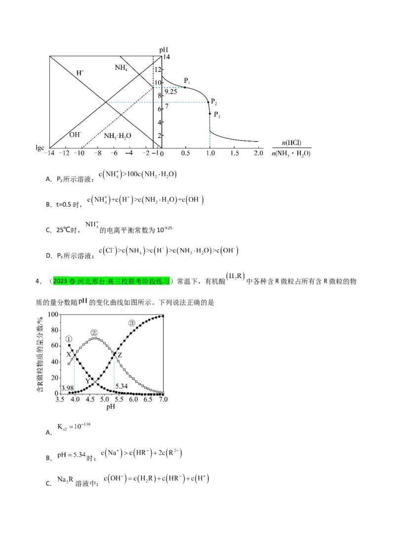 升级版微专题42四大平衡常数的计算与应用-备战2024年高考化学考点微专题（原卷版）(全国版)_05高考化学_新高考复习资料_2024年新高考资料_一轮复习资料