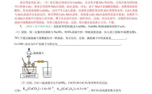 微专题突破14物质制备与实验方案设计考点透视（作业二）（教师版）_05高考化学_2025年新高考资料_二轮复习_01高考语文等多个文件