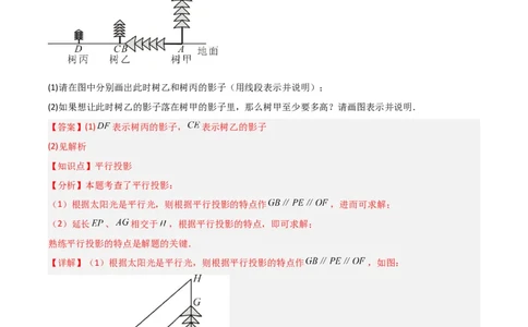 第08讲投影（3个知识点+4种题型+分层练习）（教师版）_初中数学_九年级数学下册（人教版）_常见题型通关讲解练-V3_2025版