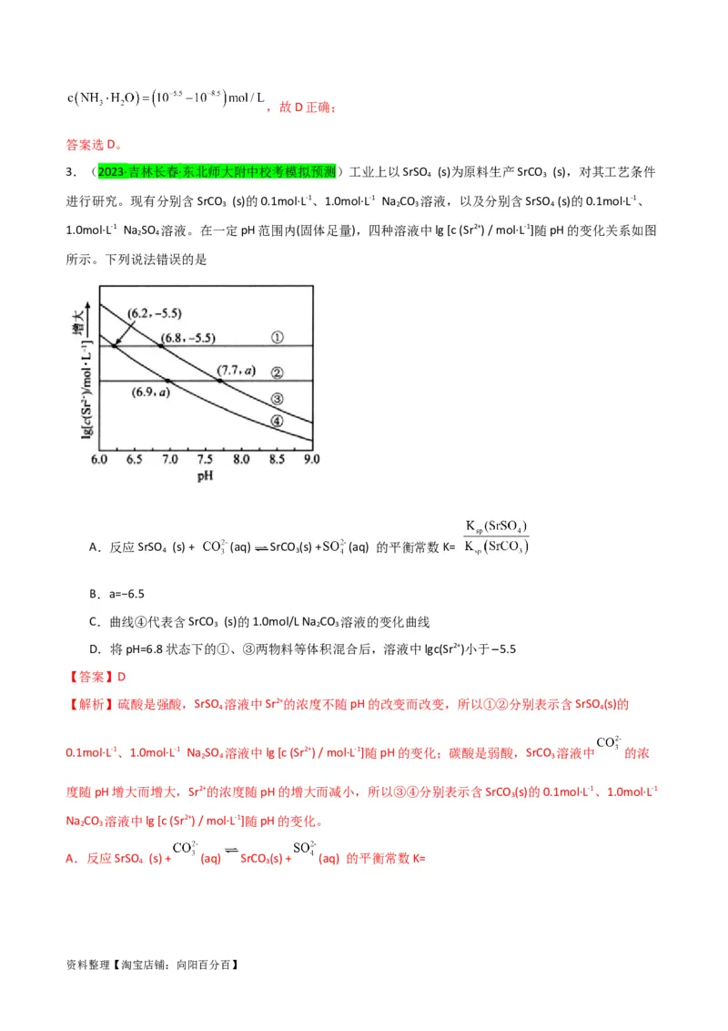 升级版微专题39水溶液中平衡图像的拓展与探析-备战2024年高考化学考点微专题（解析版）(全国版)_05高考化学_新高考复习资料_2024年新高考资料_一轮复习资料_教师版（含答案解析）