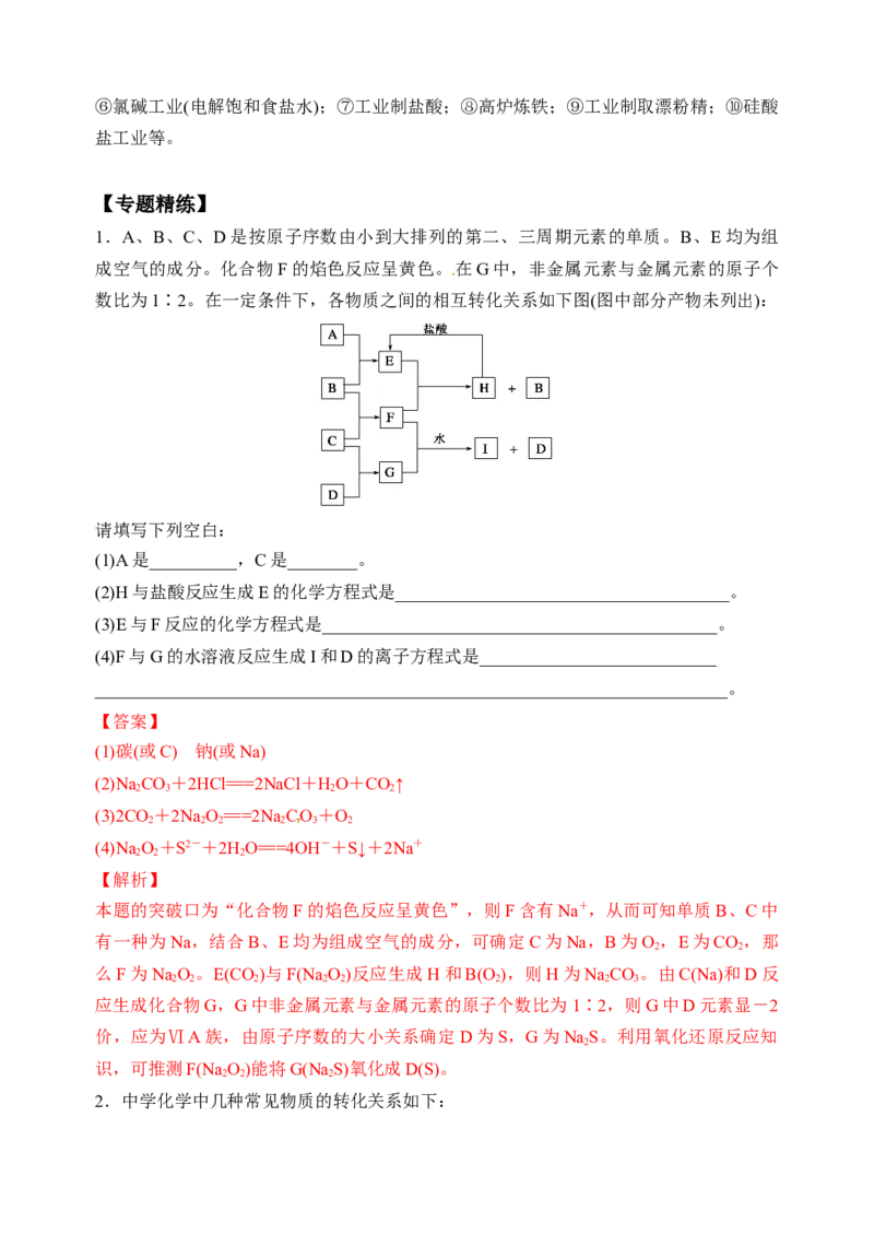 微专题30无机框图推断题常见突破口-备战2022年高考化学考点微专题（解析版）_05高考化学_新高考复习资料_2022年新高考资料_备战2022年高考化学考点微专题